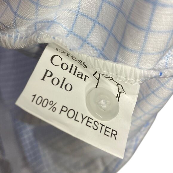 Collars & Co Polo Shirt Mens L Blue White Check Dress Collar Coastal Preppy NEW - Picture 5 of 7